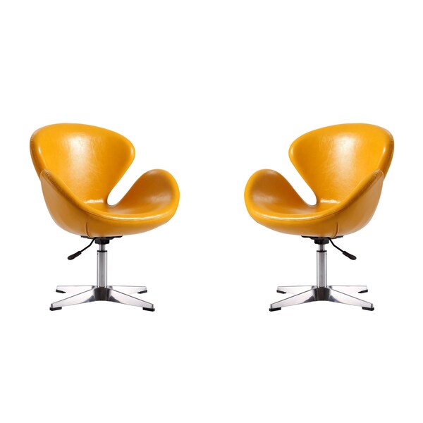 Manhattan Comfort Raspberry Faux Leather Adjustable Swivel Chair in Yellow and Polished Chrome, PK2 2-AC038-YL - main